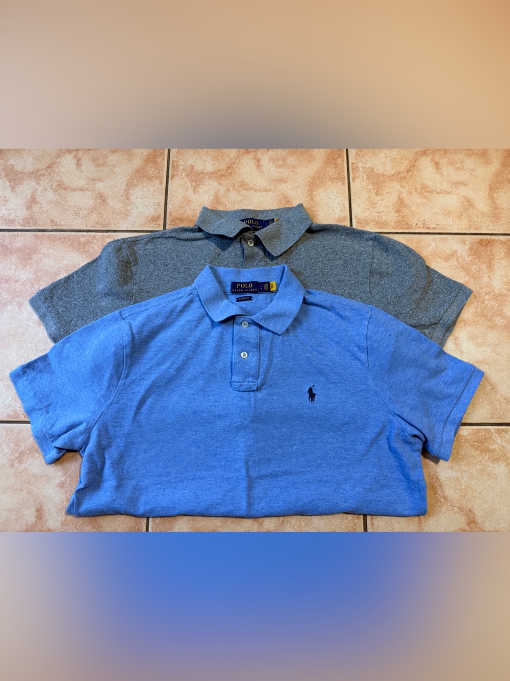 Polo by Ralph Lauren Blue and Gray Short-Sleeve Polo Shirts